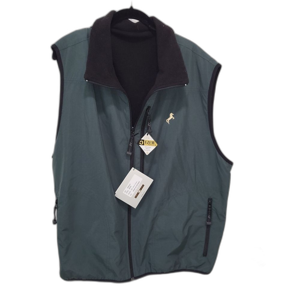 Men's Dark Green Reversible Vest with Black Accents